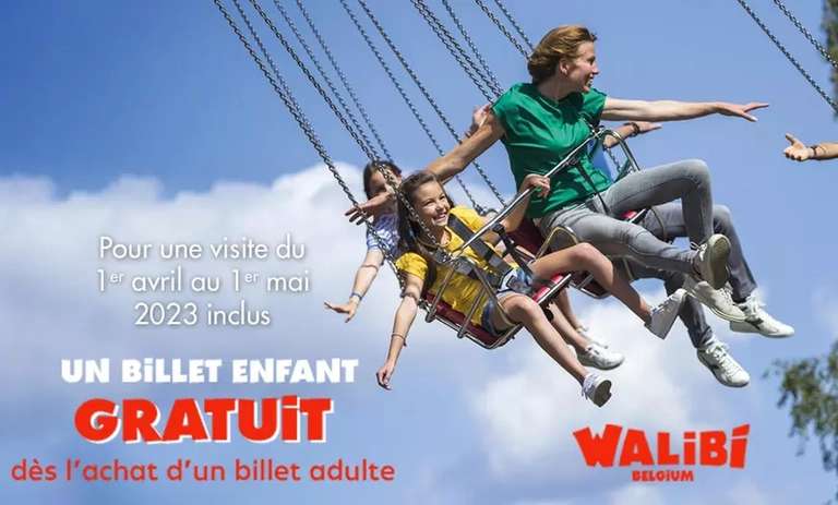1 billet adulte acheté = 1 billet offert pour le Parc Walibi Belgique