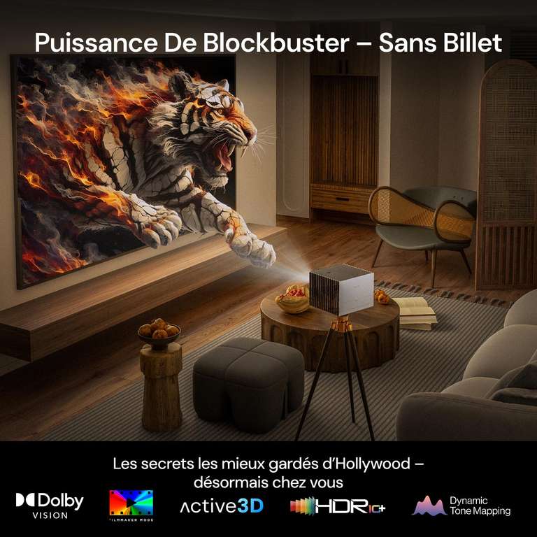 Vidéoprojecteur Laser 4K Valerion VisionMaster Pro - 2500 Lumens, Contraste 15000:1, Zoom Optique 0.9-1.5x, Faible Latence 4ms, Smart Homekit