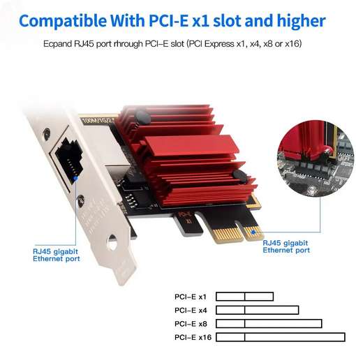 Carte réseau 2.5G PCI-E vers RJ45, puce RTL8125B, 100/1000Mbps, 2.5Gbps, adaptateur de contrôleur LAN filaire Ethernet pour Win7/8/10/11