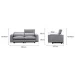 Canapé 2 places relax électriques Edison - Cuir de vachette (épaisseur 0,9 - 1,1 mm) et simili gris, L162 x P 107 x H 95 cm
