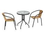 Table et 2 fauteuils de jardin KORAL - Noir et beige ( remboursé en 2 bons d'achat de 49,99€)
