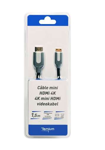 Câble Mini HDMI Temium - 1.5 m, Or