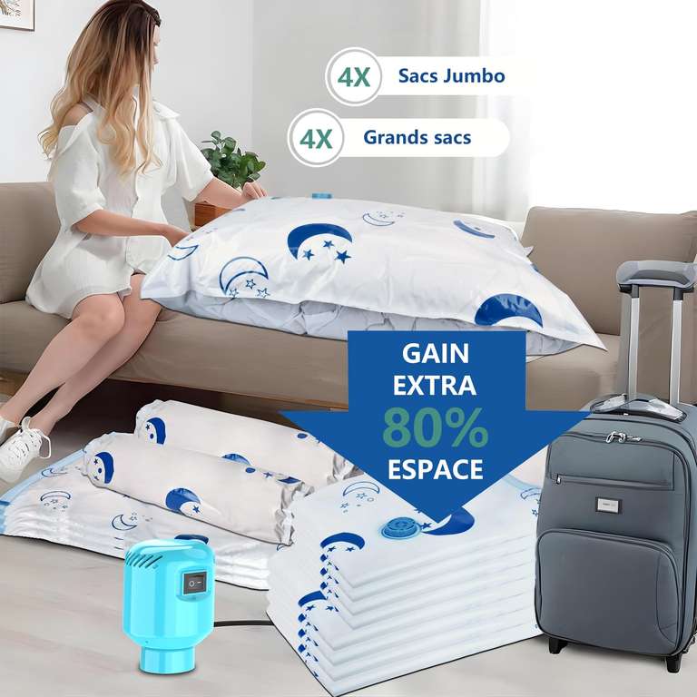 Lot De 3 Grands Sacs De Rangement Sous Vide 100x74cm - Imperméables, Indéchirables, Pour Voyage Et Camping - 9