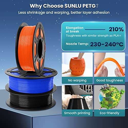 Prime] Filament Sunlu PETG pour imprimante 3D - 1KG (Vendeur tiers