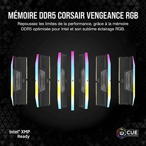 Kit Mémoire RAM DDR5 Corsair Vengeance RGB - 32 Go (2 x 16 Go), 6000 MHz, CL36, DIMM (CMH32GX5M2D6000C36)