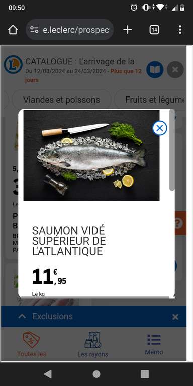 Saumon vidé - 11.95€/kg