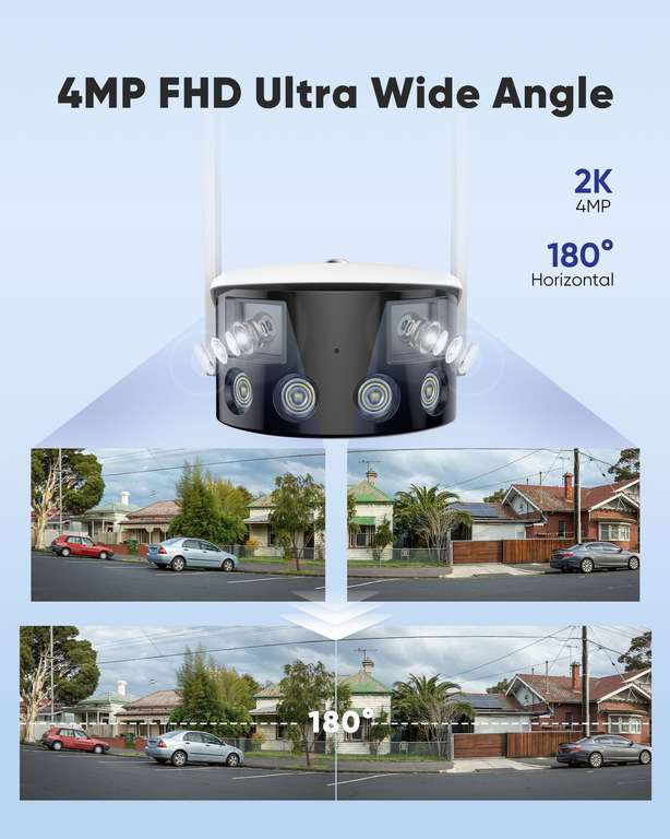 Système de vidéosurveillance SANNCE - 2x Caméras PoE 5MP (2880x1616) + 1x Caméra WiFi panoramique (3840x1080) + Enregistreur vidéo NVR 8CH