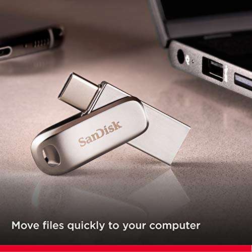 Clé USB SanDisk Ultra Dual Drive Luxe USB Type-C 128 Go - double connectique (‎SDDDC4-128G-G46)