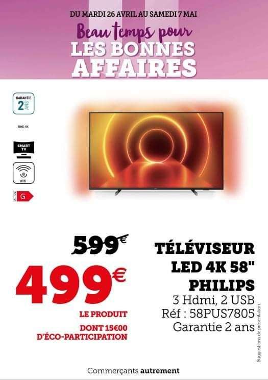 TV 58" Philips 58PUS7805 (4K UHD, LED, Smart TV, Ambilight 3 côtés) - Champagnole / Montmorot (39)