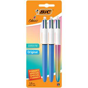 Lot de 3 stylos BIC 4 couleurs : 2 originaux + 1 arc en ciel - Pointe moyenne 1mm (via 2.40€ sur carte fidélité)