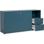 Sélection de meubles en promotion - Ex : Buffet Pop Color 2 portes + 2 tiroirs et niche ouverte - bleu pétrole, 150 x 45 x75 cm