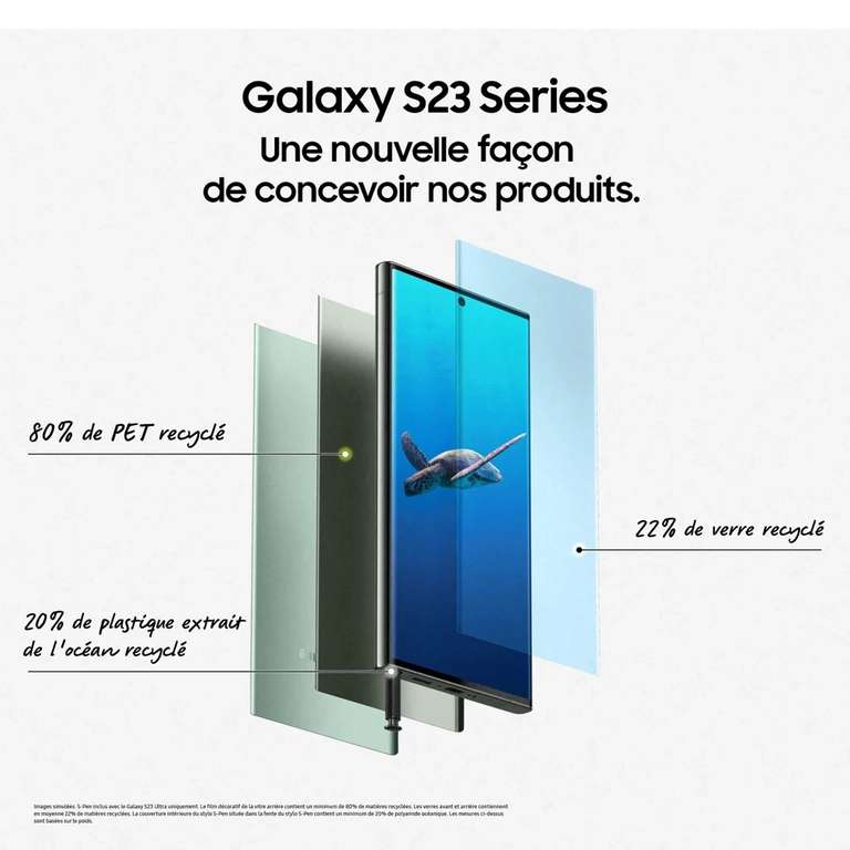 Smartphone 6.1" Samsung Galaxy S23 5G - 128 Go, lavande (Via 150€ d'ODR + 70€ de bonus reprise)