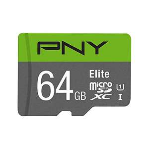 Carte Mémoire microSDXC PNY Elite - 64 Go + Adaptateur SD, 100 Mo/s, 10 UHS-I