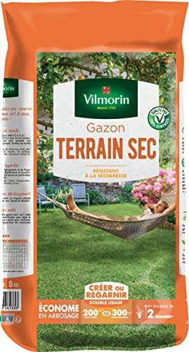Gazon Terrain Sec (Rustique) Vilmorin 4460516, Vert, 5 kg