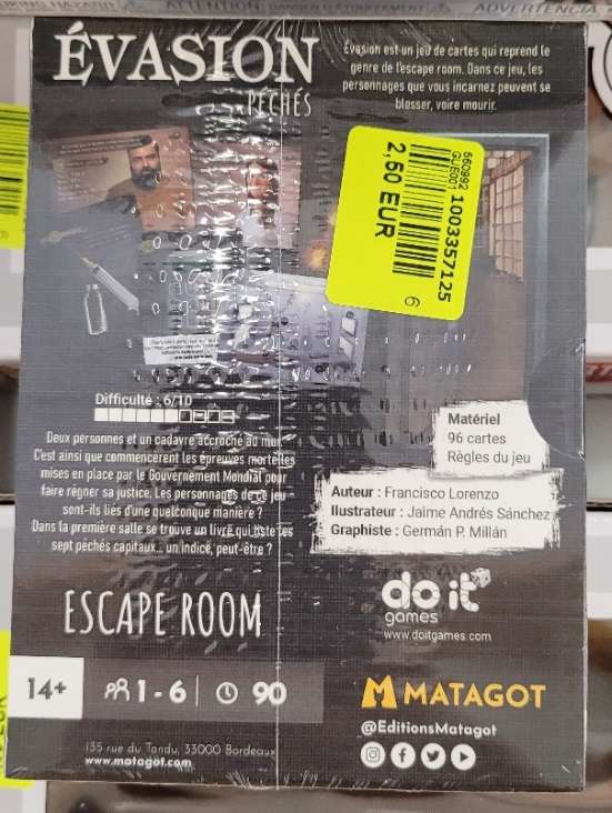 Jeu de Société Escape Room - Évasion Péchés Edition Matagot - Cébazat (63)