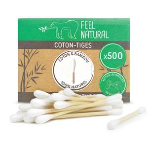 Boîte de 500 Cotons tiges blanc en Bambou Feel Natural (Via Prévoyez et Économisez)