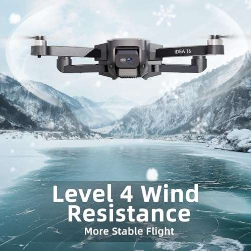 Drone le-idea avec 2 Caméra 4K - Vitesse 40km/h, Moteur sans Balais, 5GHz WIFI FPV avec 2 Batteries et 30' autonomie (Vendeur Tiers)