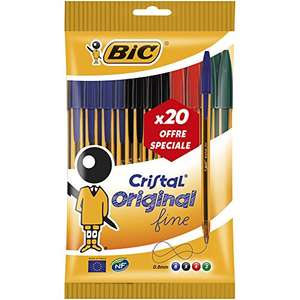 Pochette de 20 Stylos-Bille BIC Cristal Original - Couleurs Assorties
