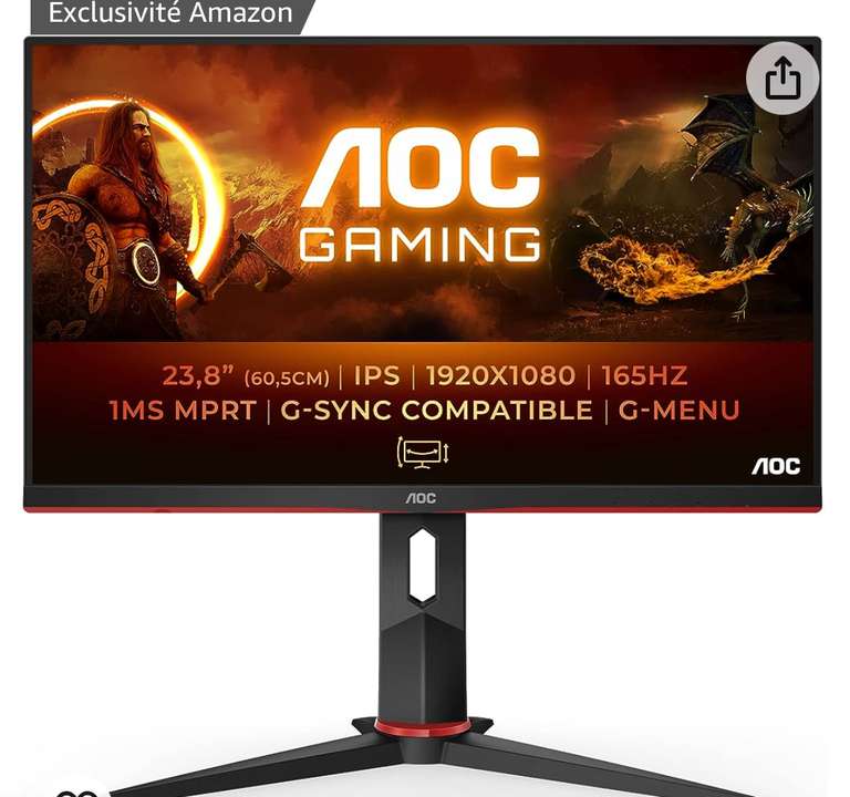 Écran AOC Gaming 24G2SP FHD 24" 165 Hz, 1 ms, FreeSync Premium