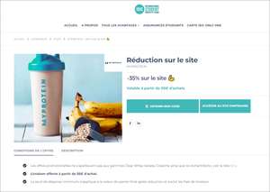 [Étudiants ISIC MYPROTEIN] 35% de réduction sur tout le site dès 50€ d'achats (isic.fr)