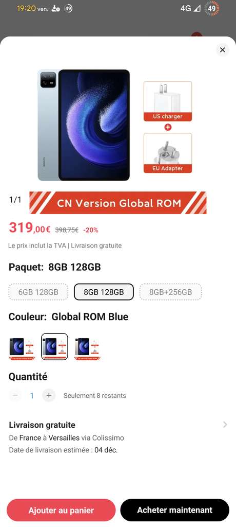 Xiaomi-Tablette Mi Pad 6, Version Globale, 128 Go/256 Go