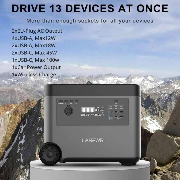 Station électrique portable LANPWR D5-2500 - 2500W / 2160Wh, LifePo4