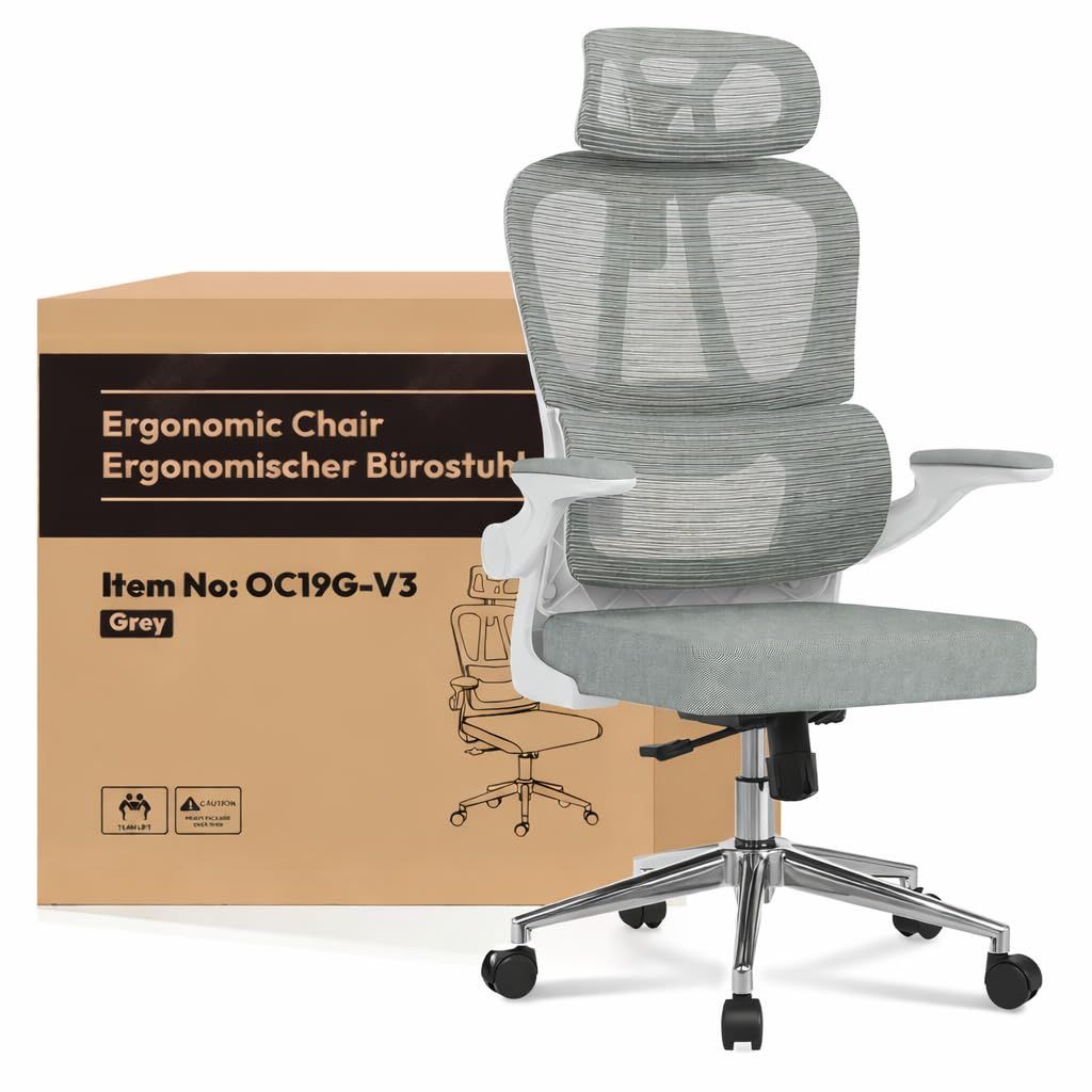 Chaise de Bureau Ergonomique Flexispot OC3 Lite - Dossier Mesh réglable en hauteur, Accoudoirs 2D, Gris - (Via Coupon) Vendeur Flexispot