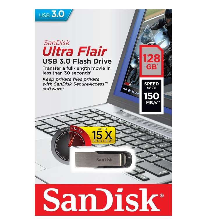 Clé USB 3.0 SanDisk Ultra Flair - 128 Go –