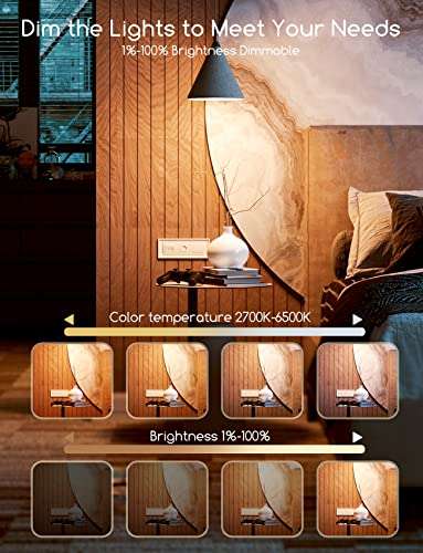 Ampoule Connectée Aigostar WiFi E27 6W, Dimmable 2700K-6500K (via coupon - vendeur tiers)