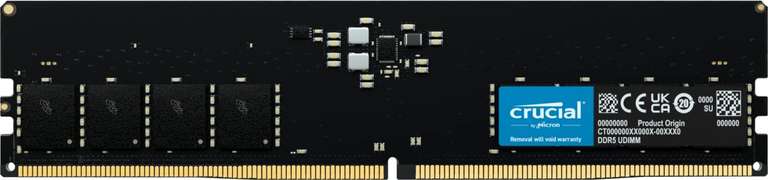 Mémoire RAM DDR5 Crucial - 16 Go, 5600 MHz, CL46, UDIMM (CT16G56C46U5)