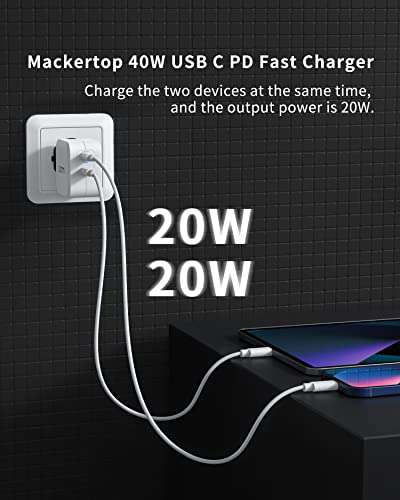 Chargeur secteur GYMM - 2 ports USB-C, Chargeur Rapide 40W (vendeur tiers)