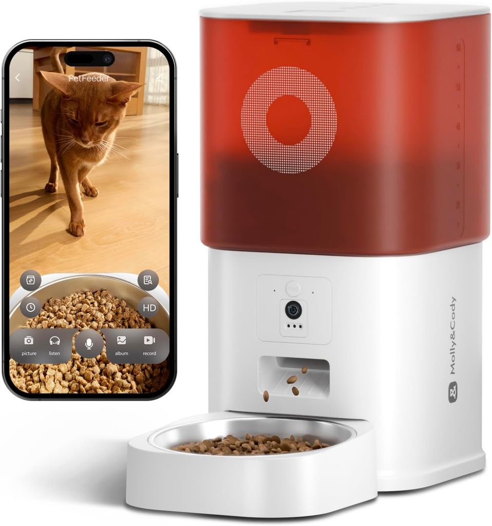 Distributeur de croquettes automatique pour chat - blanc, avec caméra, 6L, WiFi 2.4G, Blanc(Vendeur Tiers)