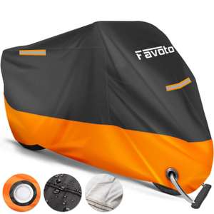 Housse de Protection Imperméable pour Moto Couverture 245x105x125cm Noir+Orange