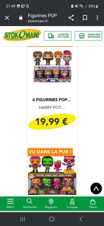 Lot 4 figurines funko POP (Star Wars, Marvel, Harry Potter)