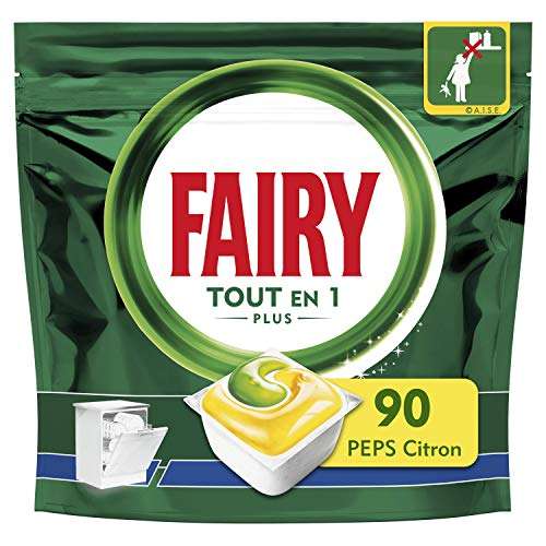Paquet de 90 tablettes pour lave-vaisselle Fairy Tout-en-1 Plus Peps Citron