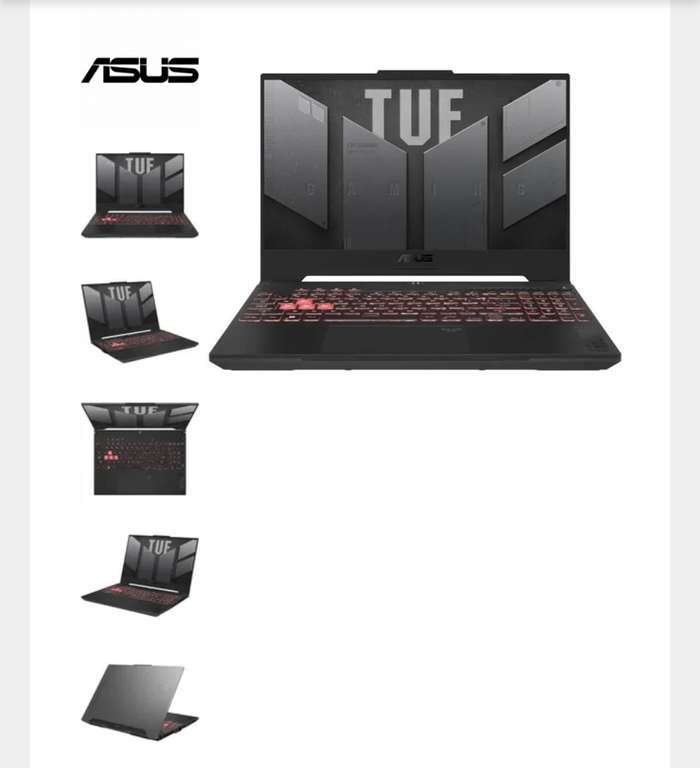 PC Portable 15,6" ASUS TUF Gaming A15 - FHD 144Hz, RTX 4060 8Go, AMD Ryzen 5 7535HS, RAM 16Go, 512Go SSD, Sans OS