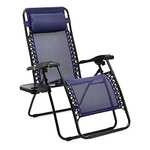 Lot de 2 fauteuils relax pliants Bleus avec table d’appoint Amazon Basics