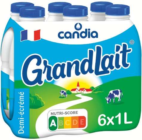 [Colruyt Plus] Pack de 6 bouteilles de lait Candia GrandLait - 6x1L