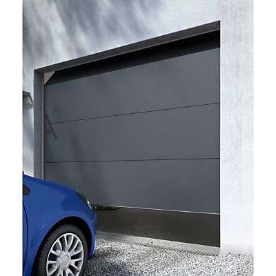 Porte de garage motorisée sectionnelle Somfy - Grise, L.240 x h.200 cm (pré-montée)
