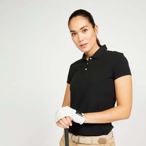 Polo De Golf Manches Courtes Femme Inesis MW100 - Noir, Tailles XS à 3XL