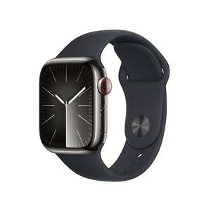 Montre connectée Apple Watch Series 9 GPS + Cellular - BOITIER EN ACIER INOXYDABLE graphite de 41 mm, bracelet sport minuit, S/M