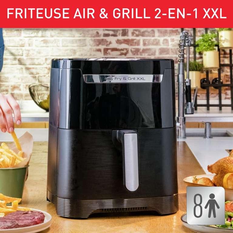Friteuse à Air chaud Airfryer Moulinex Easy Fry XXL EZ801810 - 6,5L, 1 Bac - Noir