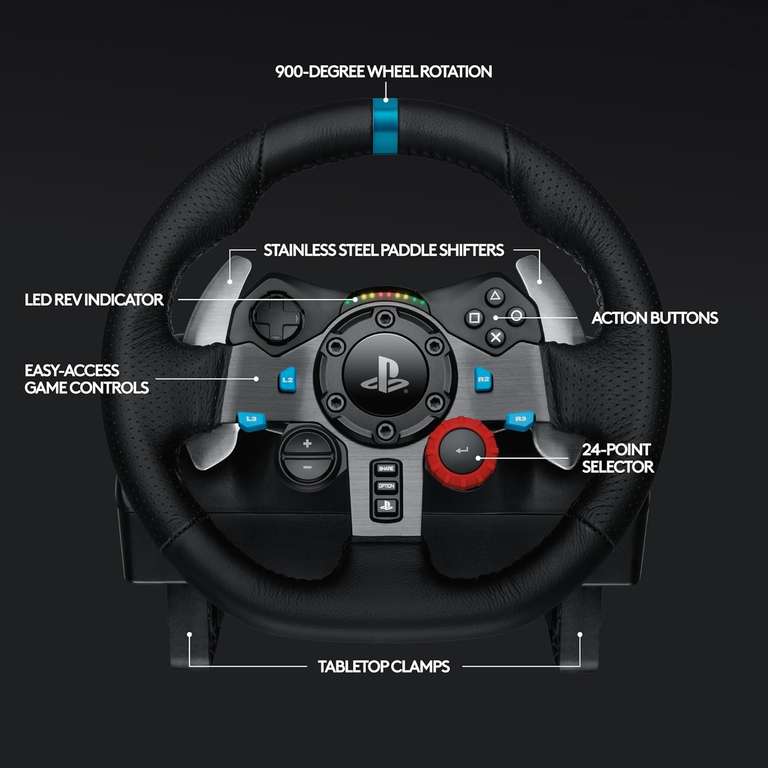 Volant de course avec pédales Logitech G29 Driving Force pour PS5, PS4 & PC  (via 20€ sur la carte) –