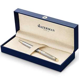 Coffret stylo Waterman Hémisphère bille luxe acier inoxydable avec attributs or fin 23K