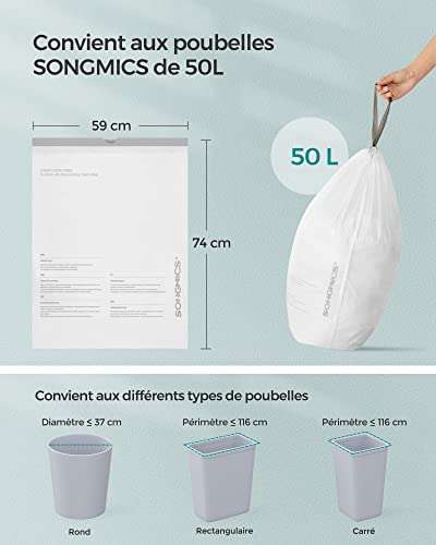 Sacs poubelle résistants, 50l