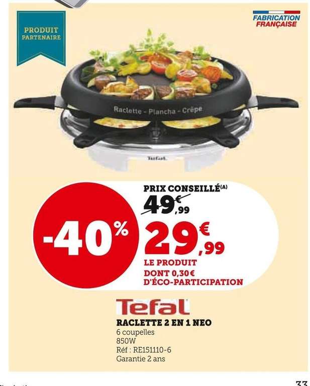 Raclette Tefal appareil à Raclette 6 en 1 pour 6 personnes 850W noir