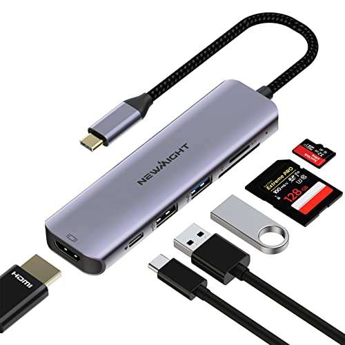 Hub USB C Newmight 6 en 1 - HDMI 4K 30HZ, Port PD 100W, USB3.0 Transfert de données Rapide, Lecteur de Carte SD/TF (Vendeur Tiers)