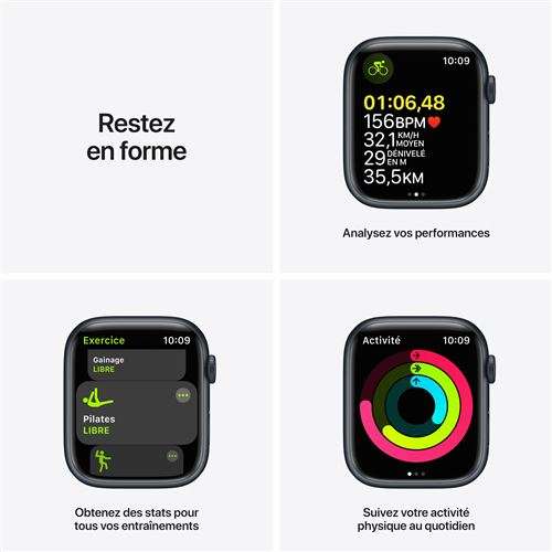 Montre connectée Apple Watch Series 7 (GPS) + Cellular - 45mm, Aluminium (Via retrait magasin - Cannes 06)