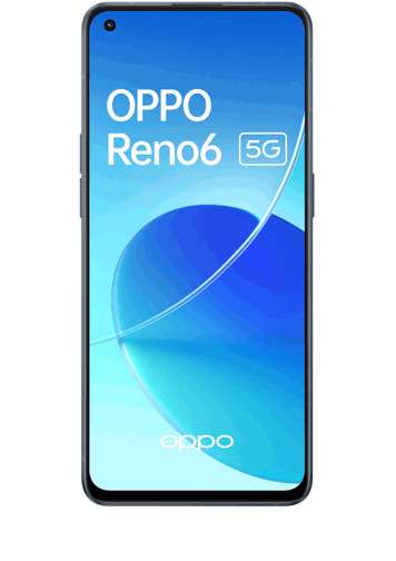 Smartphone 6.43" Oppo Reno6 5G - full HD+ AMOLED 90 Hz, MediaTek Dimensity 900, 8 Go RAM, 128 Go ROM, Noir