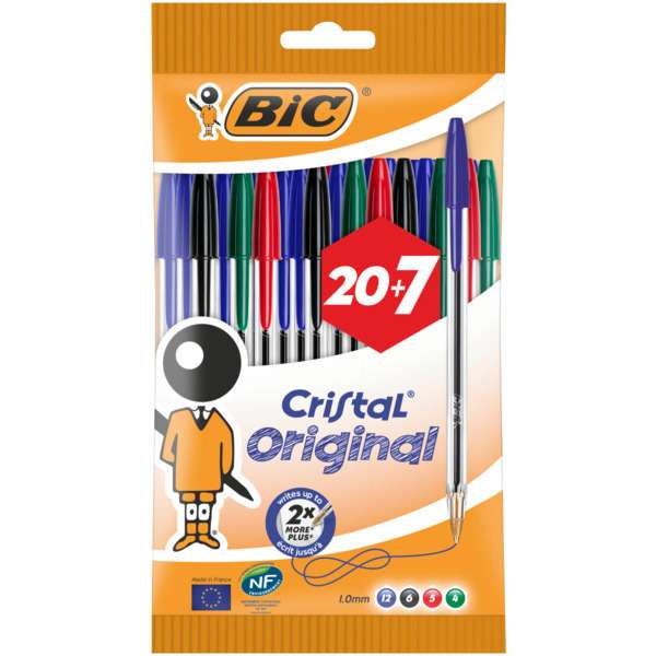 Lot de 27 Stylos bille cristal Original BIC (Via 1.50€ sur la Carte de Fidélité)